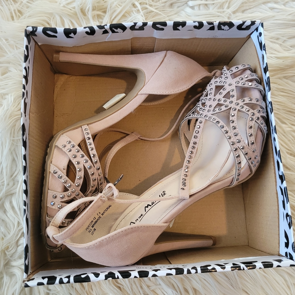 Rhinestone T-strap heels